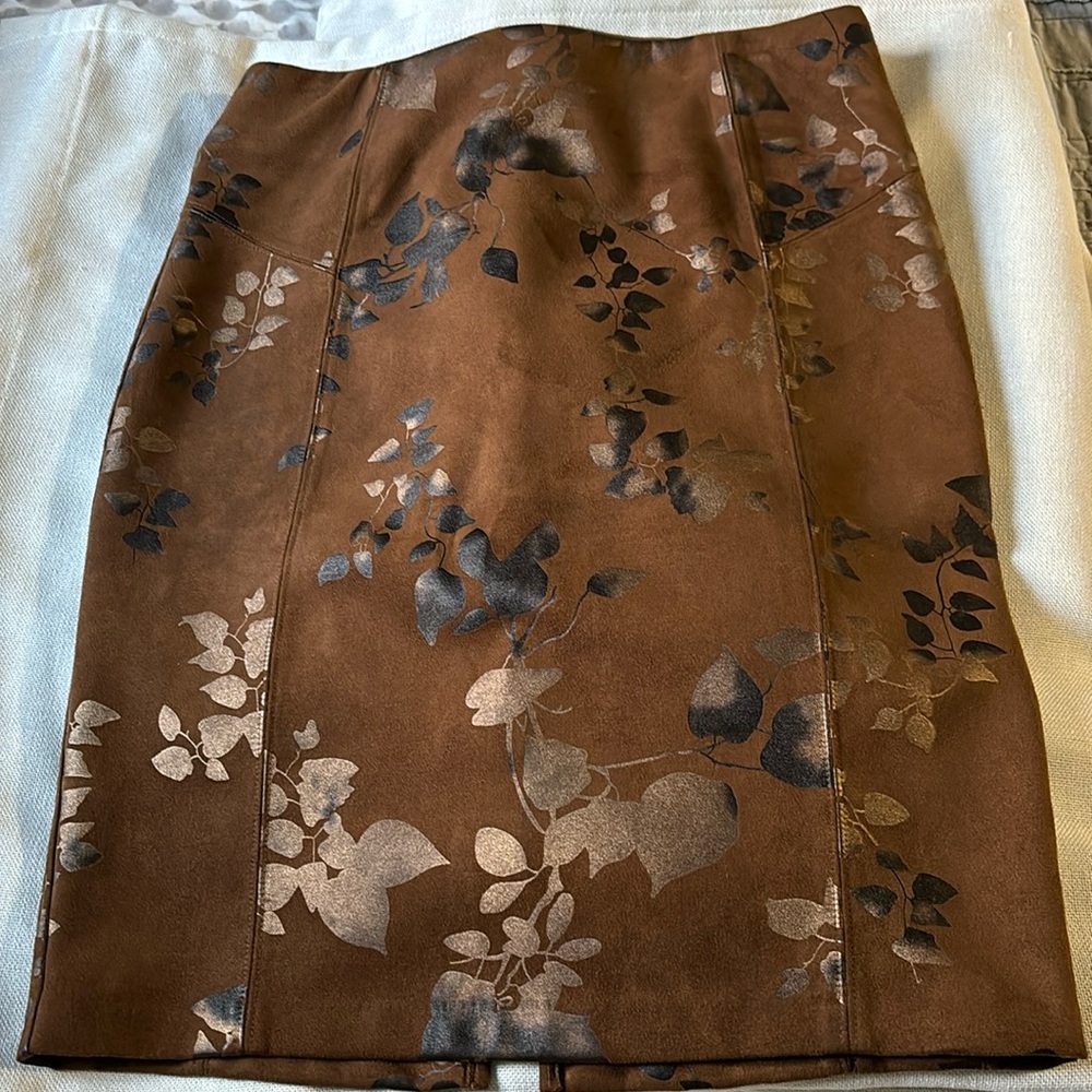 Marc New York Faux Suede Rust Brown Pencil Skirt Sz M